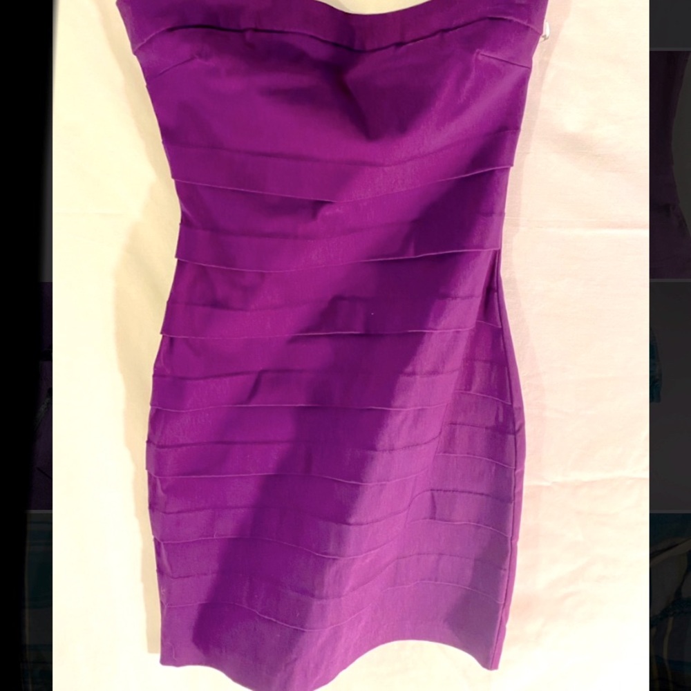 Purple Strapless Bodycon Dress